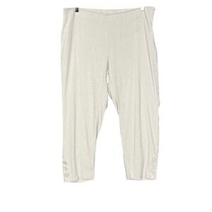 J.Jill Pants Womens MP Med Petite Light Grey Linen Stretch‎ Button Ankle Cropped